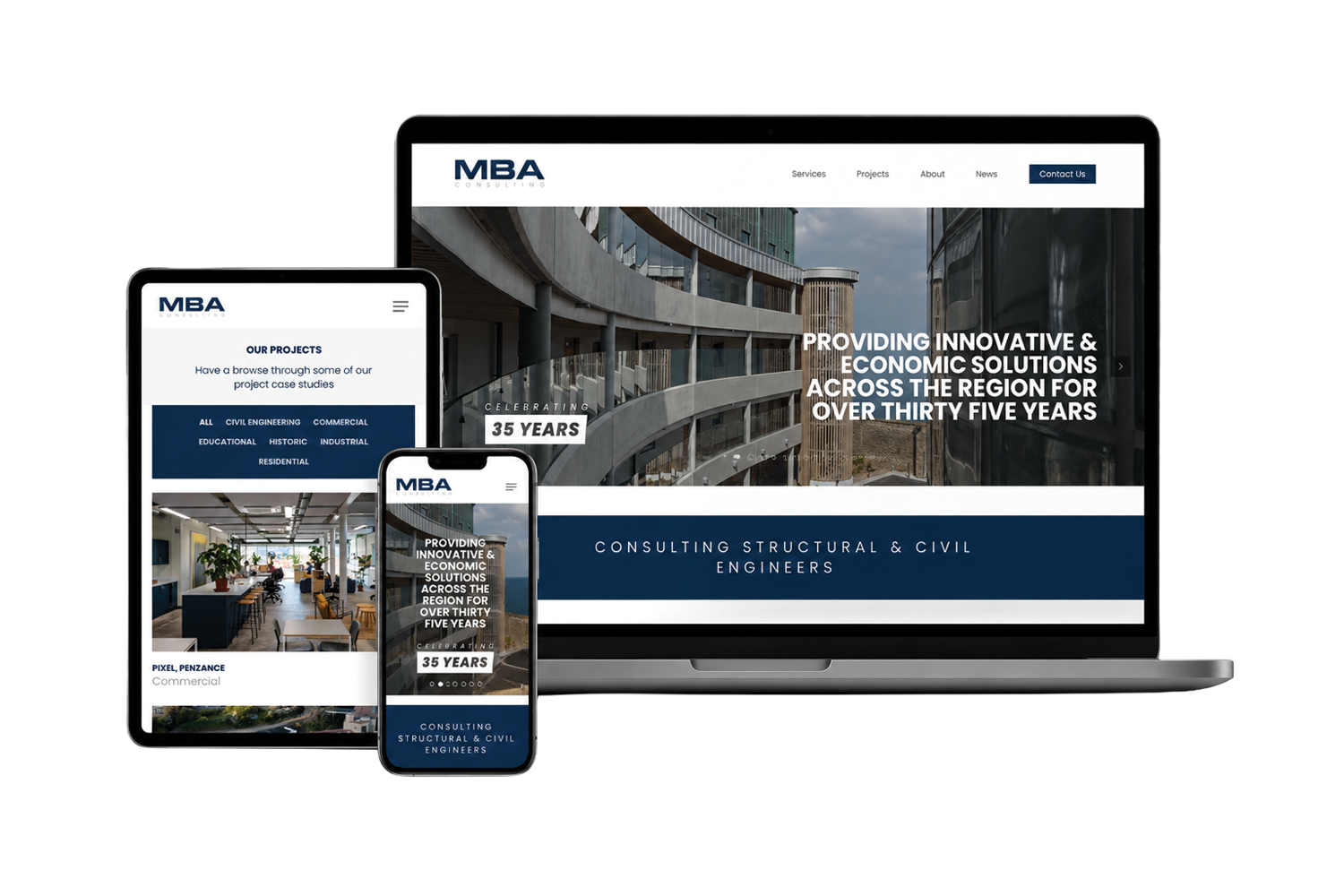 Engineering website design for MBA Consulting by XPY Creative