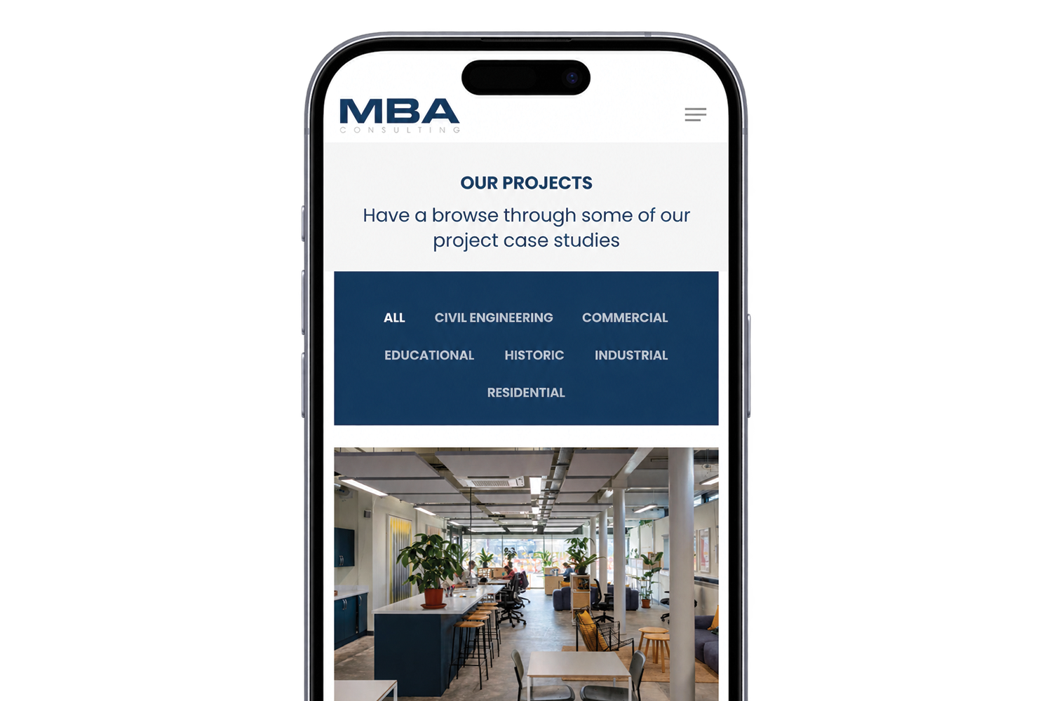 MBA Consulting responsive engineering website designed by XPY Creative