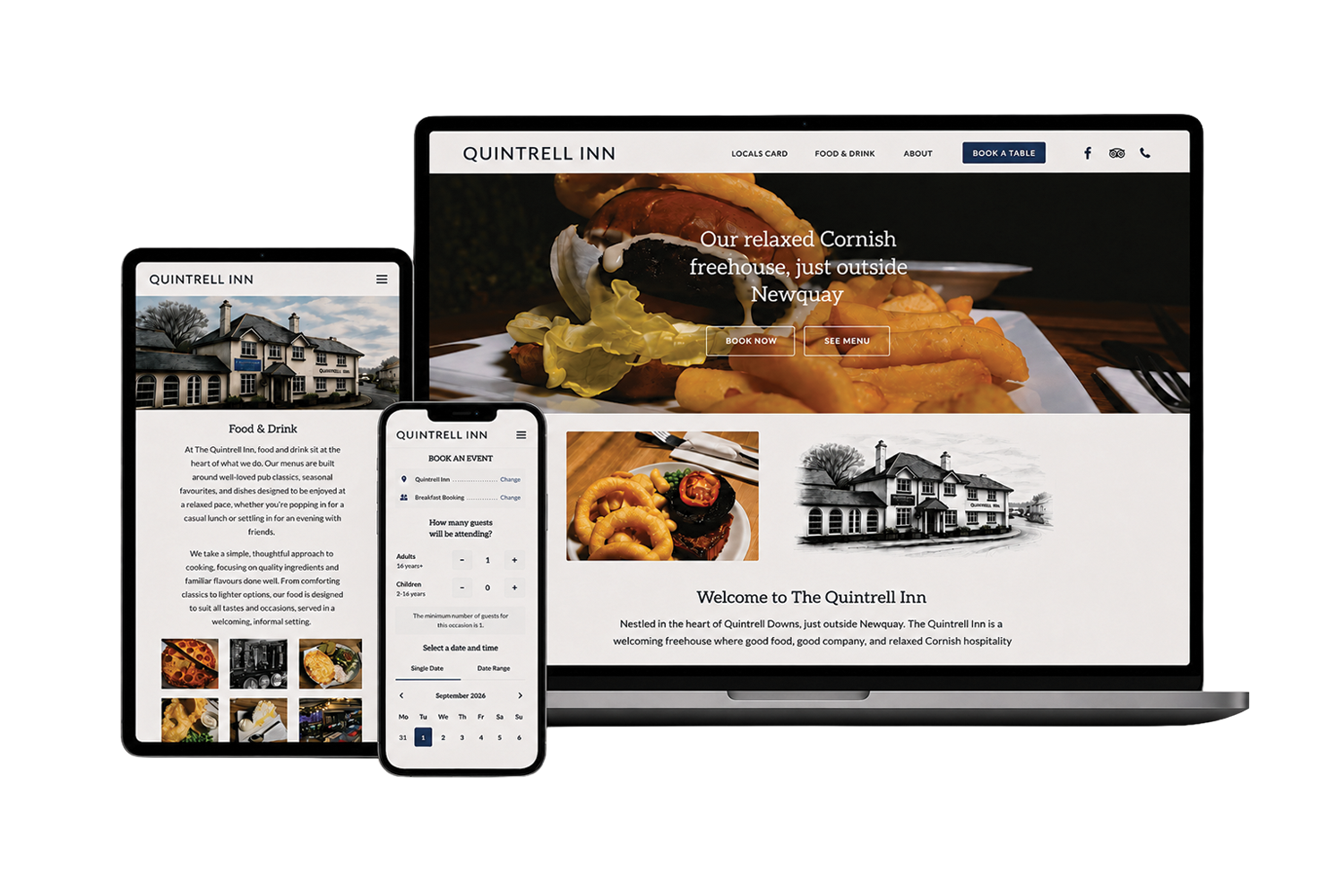 Quintrell Inn website and content created by XPY Creative in Cornwall