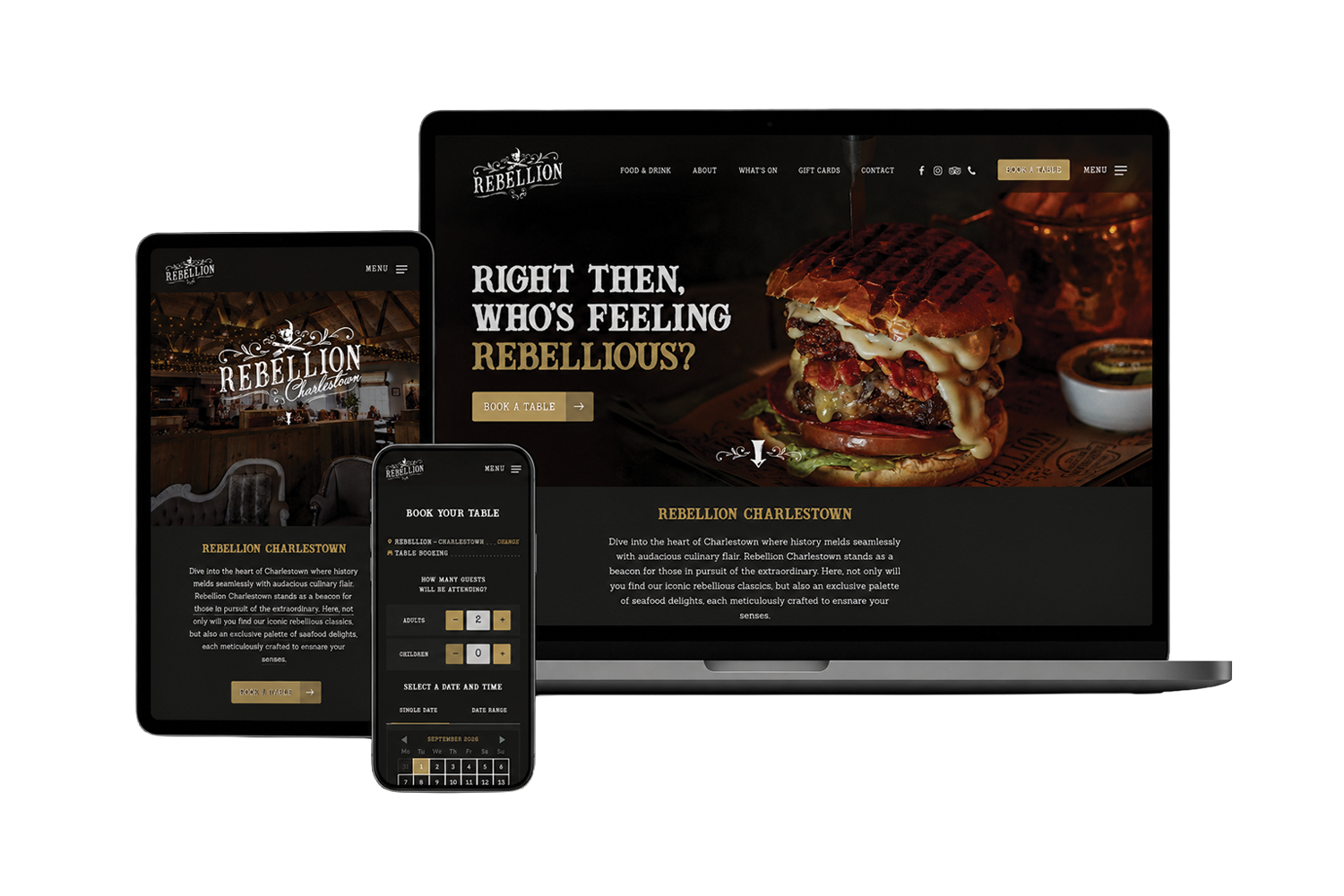 Restaurant website design for Rebellion Roast House by XPY Creative