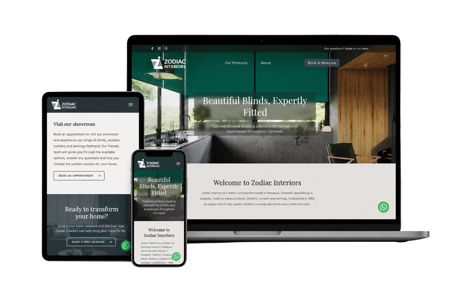 Zodiac Interiors website design by XPY Creative Cornwall